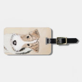 ワイヤーキツネテリア絵画ズ – かわいいオリジナルドッグアート ラゲッジタグ (正面横)