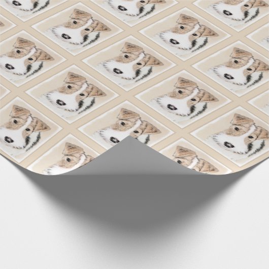 ワイヤーキツネテリア絵画ズ – かわいいオリジナルドッグアート ラッピングペーパー (角)