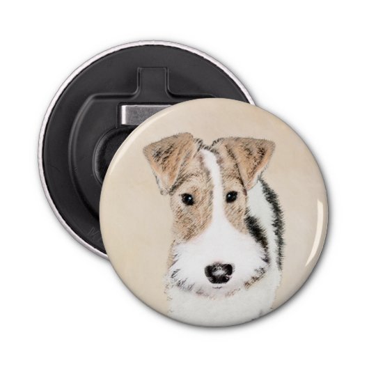 ワイヤーキツネテリア絵画ズ – かわいいオリジナルドッグアート 栓抜き (正面)