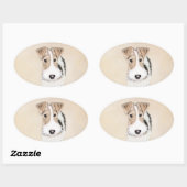 ワイヤーキツネテリア絵画ズ – かわいいオリジナルドッグアート 楕円形シール (シート)