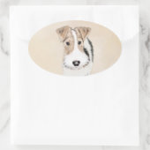 ワイヤーキツネテリア絵画ズ – かわいいオリジナルドッグアート 楕円形シール (バッグ)