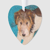 ワイヤーキツネテリア絵画パピーの子犬 – Dog Art オーナメント (正面)