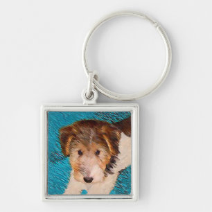 ワイヤーキツネテリア絵画パピーの子犬 – Dog Art キーホルダー