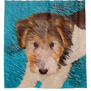 ワイヤーキツネテリア絵画パピーの子犬 – Dog Art シャワーカーテン