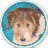 ワイヤーキツネテリア絵画パピーの子犬 – Dog Art シール (正面)