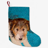 ワイヤーキツネテリア絵画パピーの子犬 – Dog Art スモールクリスマスストッキング (正面)
