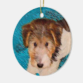 ワイヤーキツネテリア絵画パピーの子犬 – Dog Art セラミックオーナメント (左)