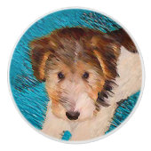 ワイヤーキツネテリア絵画パピーの子犬 – Dog Art セラミックノブ (正面)