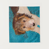 ワイヤーキツネテリア絵画パピーの子犬 – Dog Art タペストリー (正面)