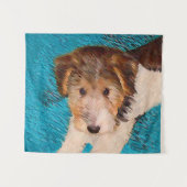ワイヤーキツネテリア絵画パピーの子犬 – Dog Art タペストリー (正面(横))