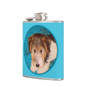 ワイヤーキツネテリア絵画パピーの子犬 – Dog Art フラスク (左)