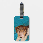 ワイヤーキツネテリア絵画パピーの子犬 – Dog Art ラゲッジタグ (裏面縦)