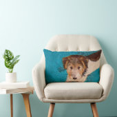 ワイヤーキツネテリア絵画パピーの子犬 – Dog Art ランバークッション (椅子)