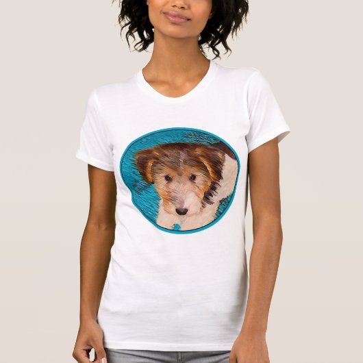 ワイヤーキツネテリア絵画パピーの子犬 – Dog Art Tシャツ (正面)