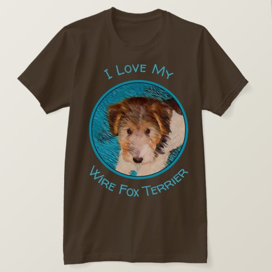 ワイヤーキツネテリア絵画パピーの子犬 – Dog Art Tシャツ (デザイン正面)