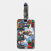 ワイヤーキツネテリア走ーのクリスマス帽子と雪 ラゲッジタグ (裏面縦)