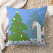 ワイヤーキツネテリア飾のクリスマスツリー – 森 クッション (ブランケット)