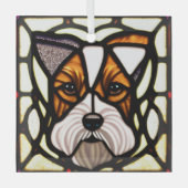 ワイヤーキツネテリア"ステンドグラス" ガラスオーナメント (正面)