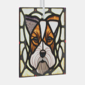 ワイヤーキツネテリア"ステンドグラス" ガラスオーナメント (正面右)