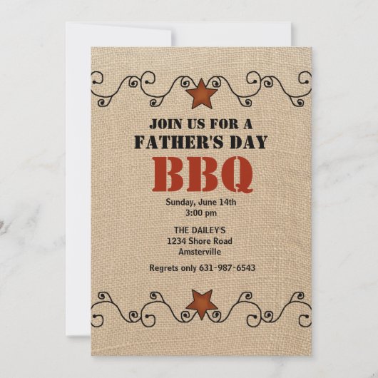 ワイヤード·レッド·スター·ファザーズ·デイBBQ招待状 招待状 (正面)