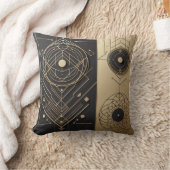 ワイヤード（有線）ジオメトリを黒と金ゴールドクッションで表示 クッション (ブランケット)