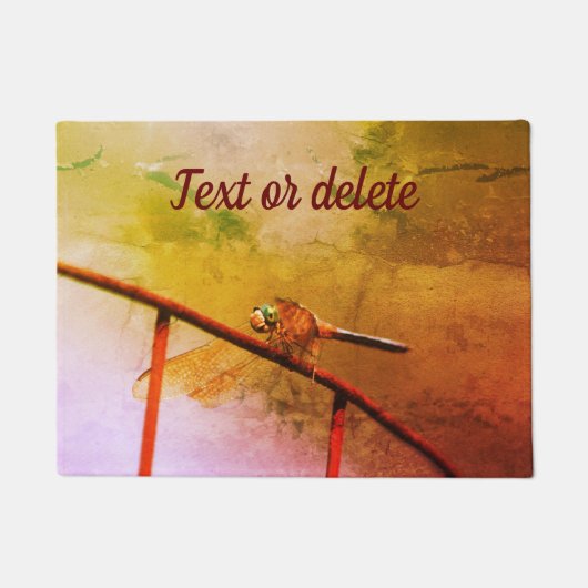 ワイヤーフェンス上トンボパーソナライズされたイ抽象芸術 ドアマット (正面)