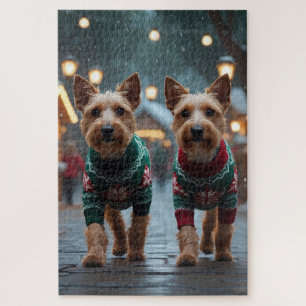 ワイヤーフォックステラリア犬のクリスマス・スノー・ホリデー ジグソーパズル