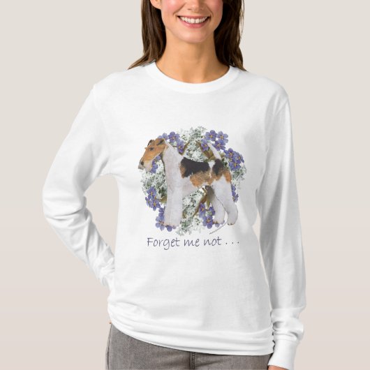 ワイヤーフォックステリアの忘れな草 Tシャツ (正面)