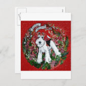 ワイヤーフォックステリア犬のクリスマス シーズンポストカード (正面/裏面)