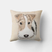 ワイヤーフォックステリア犬の絵画-かわいい元の犬の芸術 クッション (裏面)