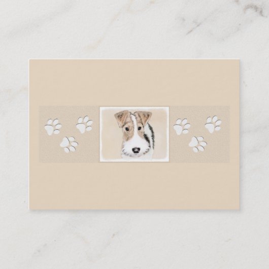 ワイヤーフォックステリア犬の絵画-かわいい元の犬の芸術 名刺 (裏面)