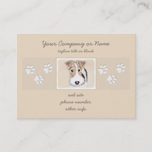 ワイヤーフォックステリア犬の絵画-かわいい元の犬の芸術 名刺 (正面)