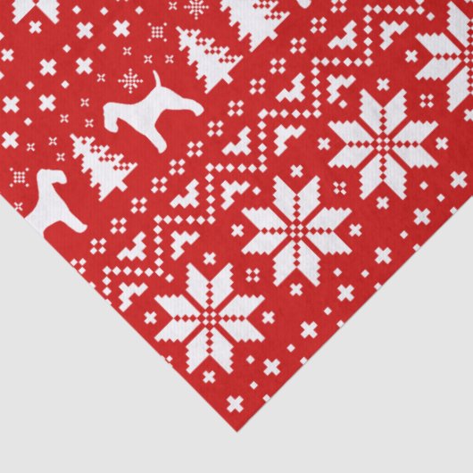 ワイヤーフォックステリア犬はクリスマスパターンのシルエットを描きます 薄葉紙 (詳細)