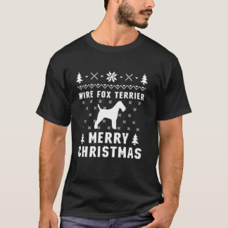 ワイヤーフォックステリア クリスマスの犬のプレゼント Tシャツ
