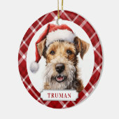ワイヤーフォックステリア 犬 陶器 丸い オーナメント (左)