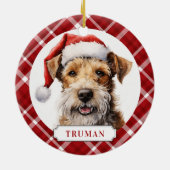 ワイヤーフォックステリア 犬 陶器 丸い オーナメント (裏面)