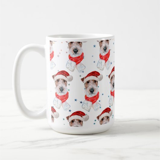 ワイヤーフォックステリエル犬のクリスマススター コーヒーマグカップ (左)