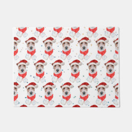 ワイヤーフォックステリエル犬のクリスマス星 ドアマット