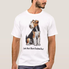 ワイヤーフォックステリエル犬 オリジナルテキスト Tシャツ