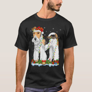 ワイヤーフォックステリータードッグ クリスマスライト ワイヤーフォックステリーター Tシャツ