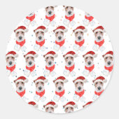 ワイヤーフォックステリー犬のクリスマススター ラウンドシール (正面)