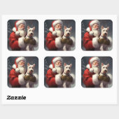ワイヤーフォックステリー サンタクロース クリスマスの飾り スクエアシール (シート)