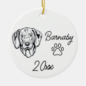 ワイヤーフォールドVizsla犬名前をカスタムする&年次ラインアート セラミックオーナメント (正面)