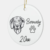 ワイヤーフォールドVizsla犬名前をカスタムする&年次ラインアート セラミックオーナメント (左)