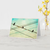 ワイヤーブランクの挨拶状の3羽のカーカーと鳴くカラス カード (黄色い花)