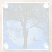 ワイヤーブルームーンに乗った猫 ガラスコースター (裏面)