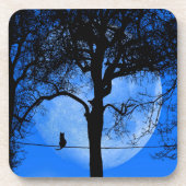 ワイヤーブルームーンに乗った猫 コースター (正面)