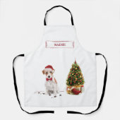 ワイヤーヘアジャック・ラッセルおもしろい・クリスマス犬 エプロン (正面)