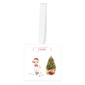 ワイヤーヘアジャック・ラッセルおもしろい・クリスマス犬 キューブオーナメント (正面)