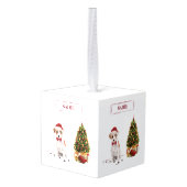 ワイヤーヘアジャック・ラッセルおもしろい・クリスマス犬 キューブオーナメント (裏面アングル)